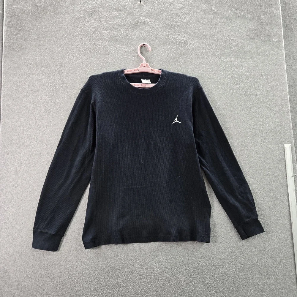 Jordan Men Sweatshirt XL Black Brooklyn Embroidered Jumpman Logo Thermal Knit‎